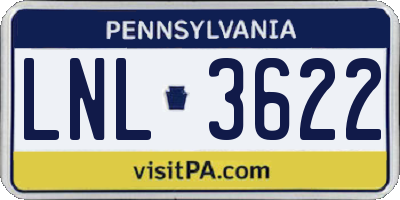 PA license plate LNL3622