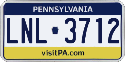 PA license plate LNL3712