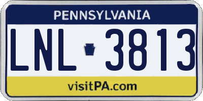 PA license plate LNL3813