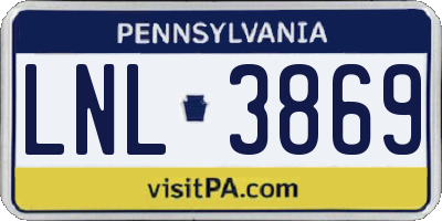 PA license plate LNL3869