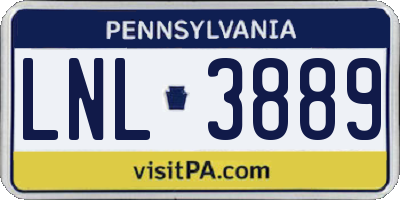 PA license plate LNL3889