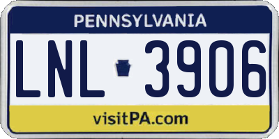 PA license plate LNL3906