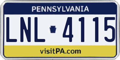 PA license plate LNL4115