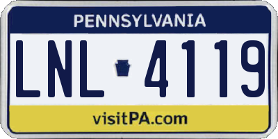 PA license plate LNL4119