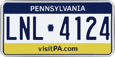 PA license plate LNL4124