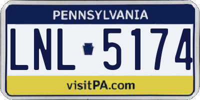 PA license plate LNL5174