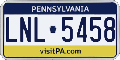 PA license plate LNL5458