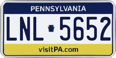 PA license plate LNL5652