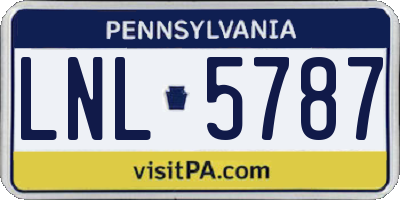 PA license plate LNL5787