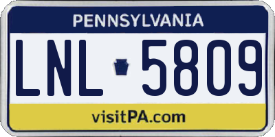 PA license plate LNL5809