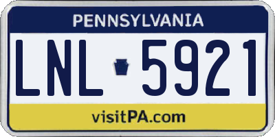 PA license plate LNL5921