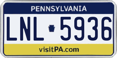 PA license plate LNL5936