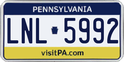 PA license plate LNL5992
