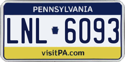 PA license plate LNL6093
