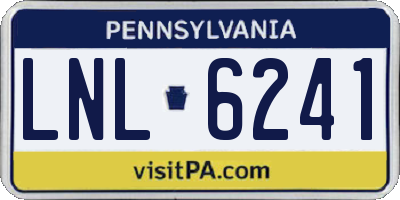 PA license plate LNL6241