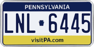 PA license plate LNL6445