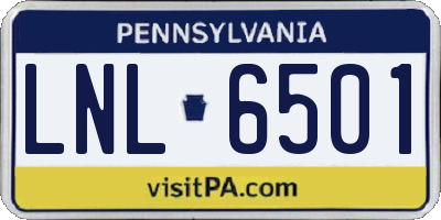 PA license plate LNL6501