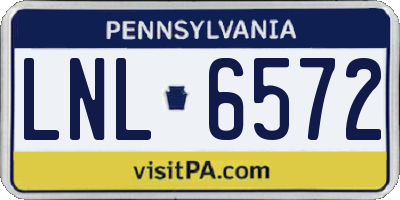 PA license plate LNL6572