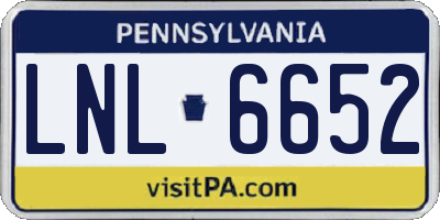 PA license plate LNL6652