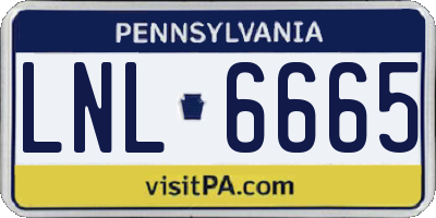 PA license plate LNL6665
