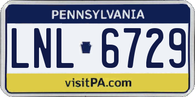 PA license plate LNL6729