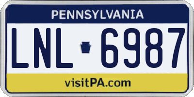 PA license plate LNL6987