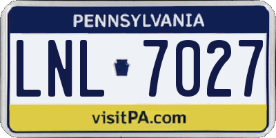 PA license plate LNL7027