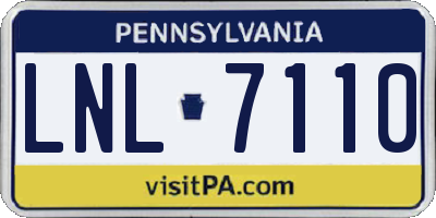 PA license plate LNL7110