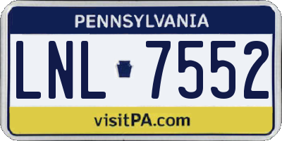 PA license plate LNL7552