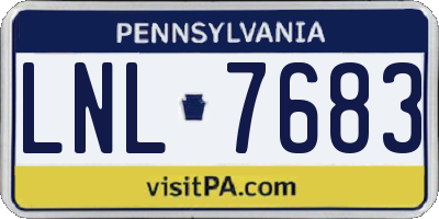 PA license plate LNL7683