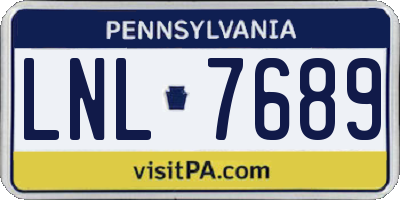 PA license plate LNL7689