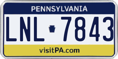 PA license plate LNL7843