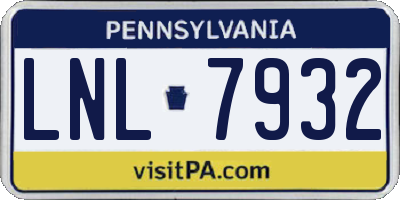 PA license plate LNL7932