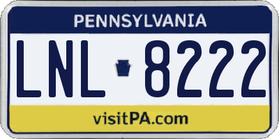 PA license plate LNL8222