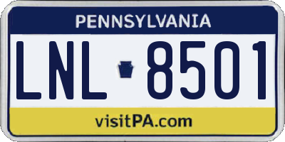 PA license plate LNL8501