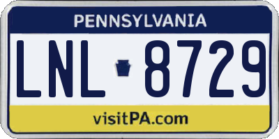 PA license plate LNL8729