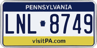 PA license plate LNL8749