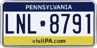 PA license plate LNL8791