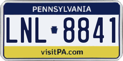 PA license plate LNL8841