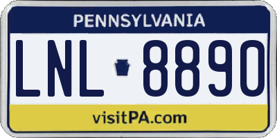 PA license plate LNL8890