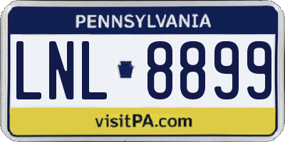 PA license plate LNL8899