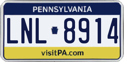 PA license plate LNL8914