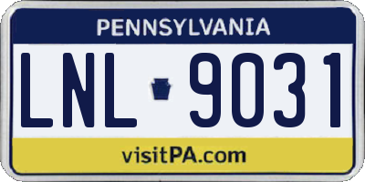 PA license plate LNL9031