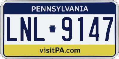 PA license plate LNL9147