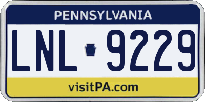 PA license plate LNL9229