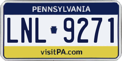 PA license plate LNL9271