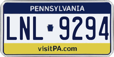 PA license plate LNL9294