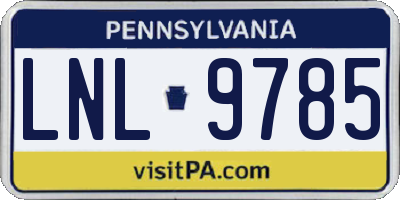 PA license plate LNL9785