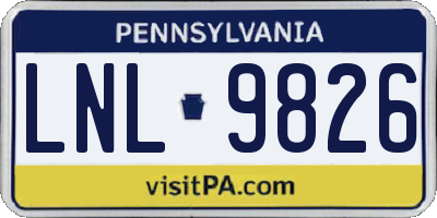 PA license plate LNL9826