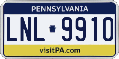 PA license plate LNL9910